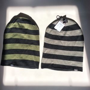 (2) Carbon Elements Reversible Striped Beenie Hats
